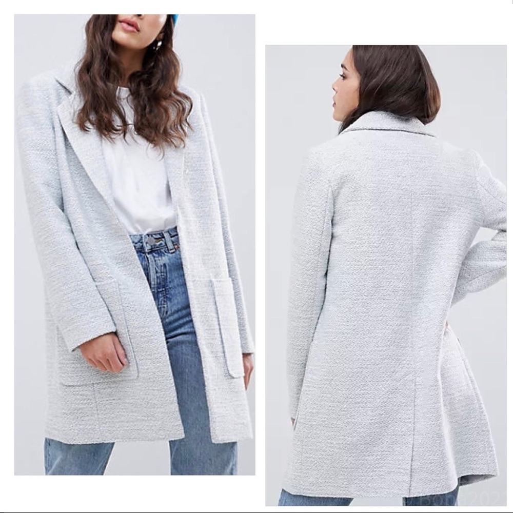 ASOS Design Textured Slim Open Collared Coat